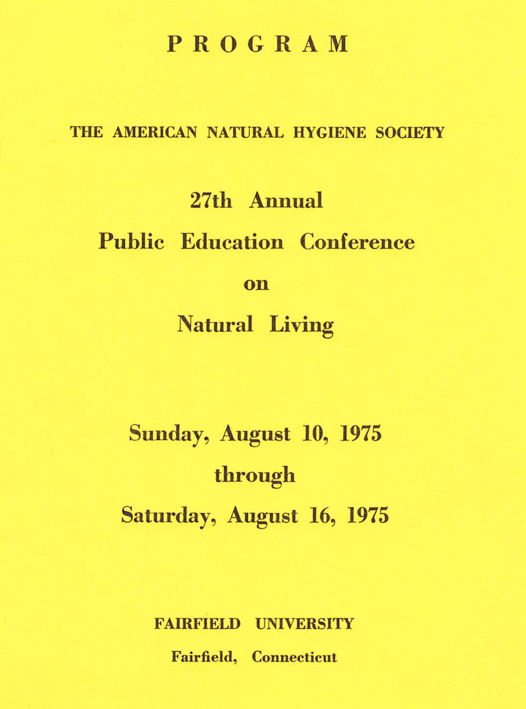 Conference Program. Connecticut, 1975
